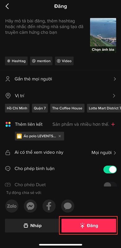 Cách thêm sản phẩm vào video TikTok 