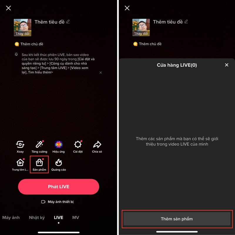 Cách tạo sản phẩm bán hàng trên LIVE TikTok