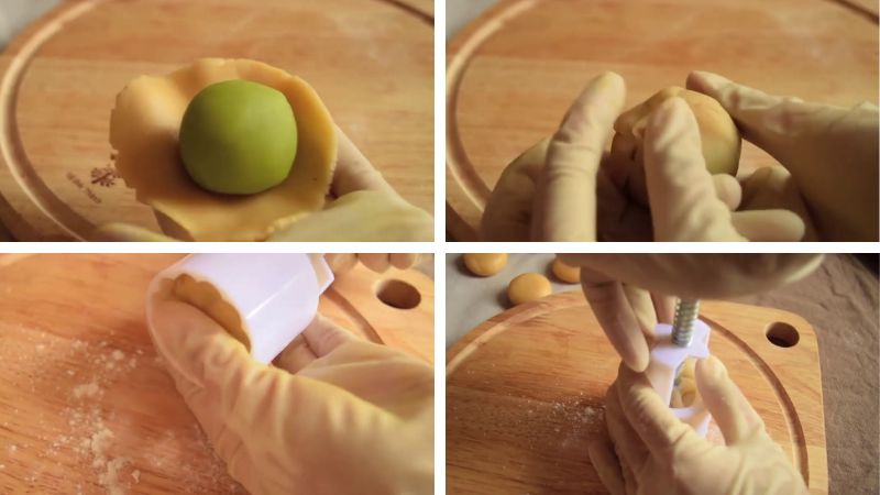 Shaping the mooncakes