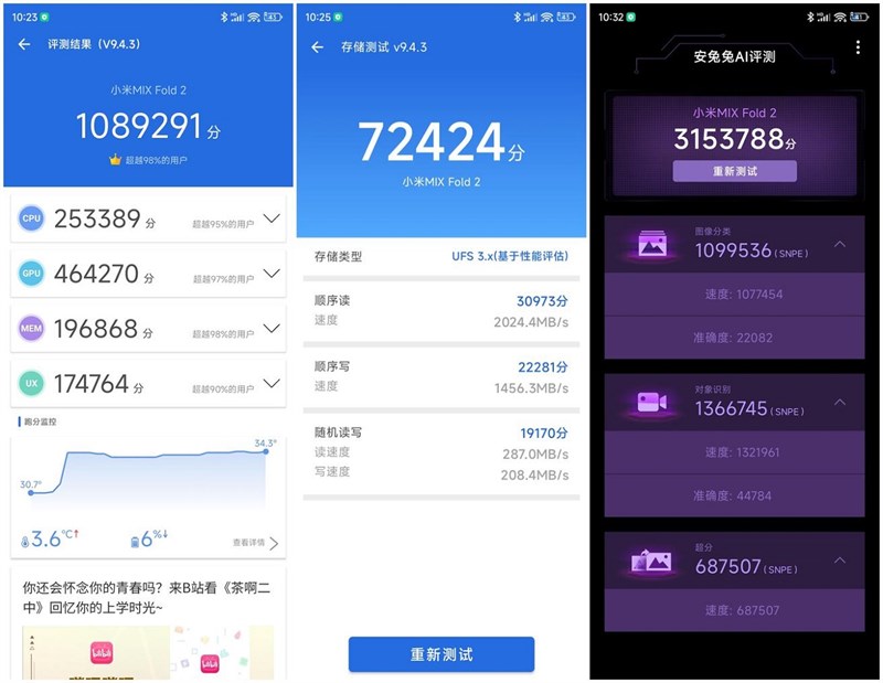 Điểm benchmark của Xiaomi MIX Fold 2 được chấm bởi Antutu