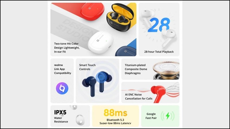Các tính năng nổi bật nhất của Realme Buds T100 