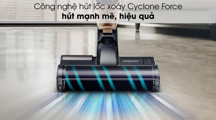 Máy hút bụi không dây Samsung VS03R6523J1/SV có công nghệ hút xoáy Cyclone với lực hút mạnh mẽ