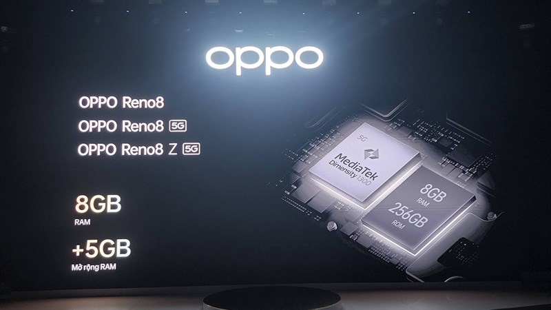 Nâng cấp đáng kể về RAM và ROM trên OPPO Reno8 series