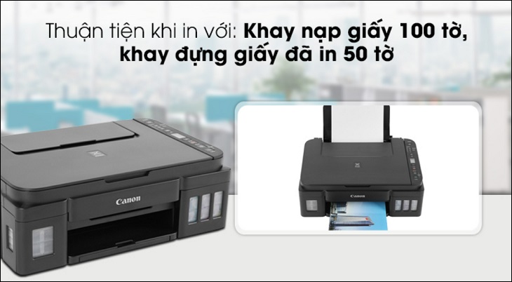 Máy In Phun Màu Canon đa năng in scan copy PIXMA G3010 Wifi hỗ trợ việc in ấn trong gia đình được thuận tiện, có thể in đen trắng hoặc màu tùy theo nhu cầu sử dụng
