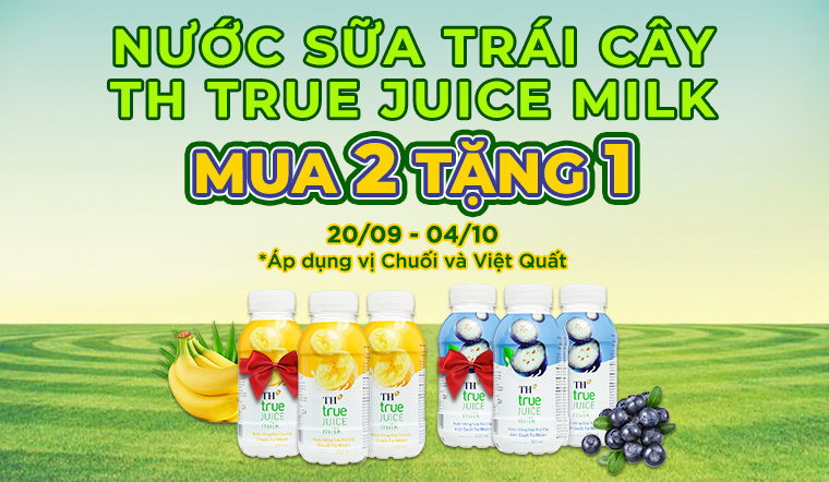 Thưởng thức 2 hương vị mới việt quất và chuối tự nhiên từ TH true JUICE milk