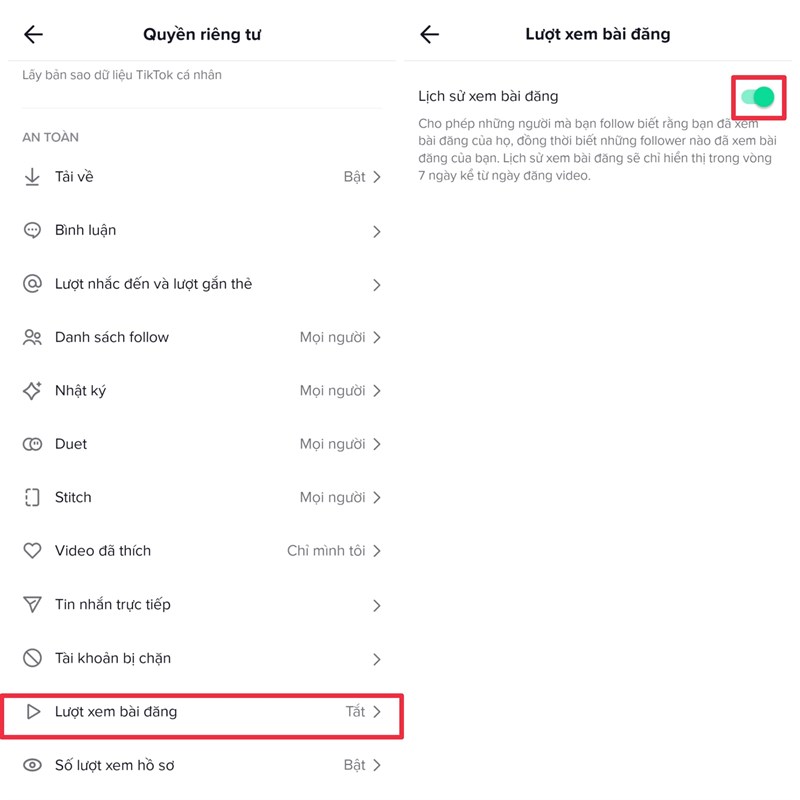 Cách tắt lịch sử xem bài đăng của người khác trên TikTok đảm bảo sự riêng tư