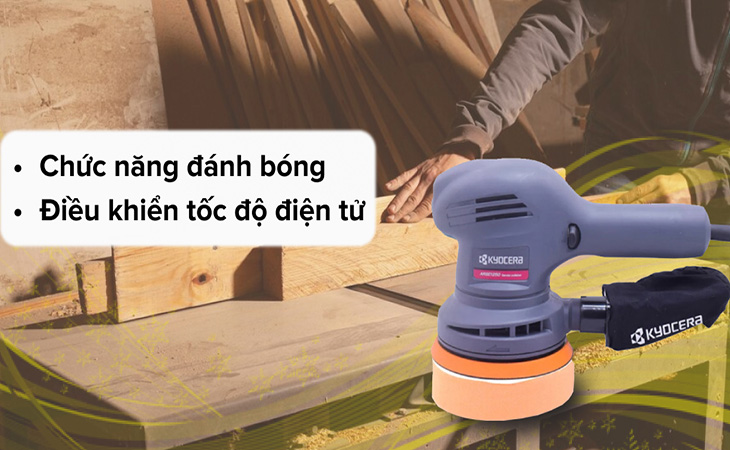 Máy chà nhám Kyocera ARSE1250 300W với chức năng đánh bóng, điều khiển tốc độ điện từ
