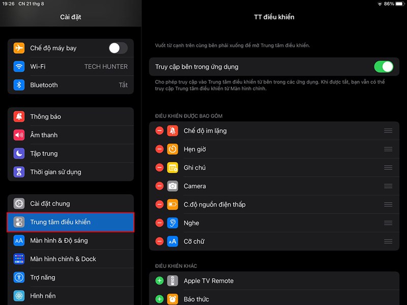 Hướng dẫn tuỳ chỉnh trung tâm điều khiển trên iPad