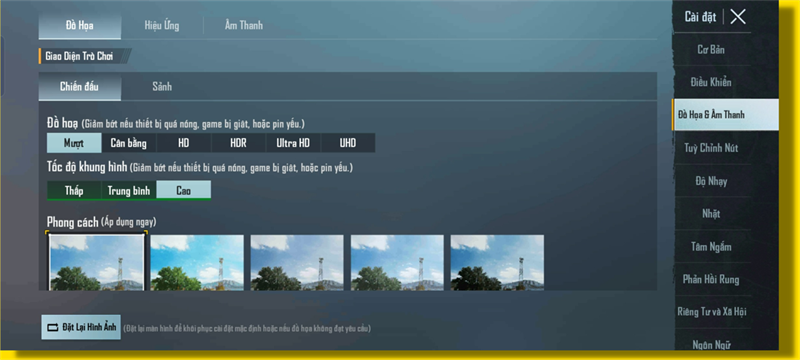 Để có được trải nghiệm PUBG Mobile tốt nhất trên Reno8 thì mình đã thiết lập đồ họa như trên.