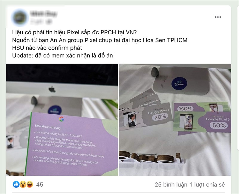 Hình ảnh được cho là Google Pixel 6 về Việt Nam