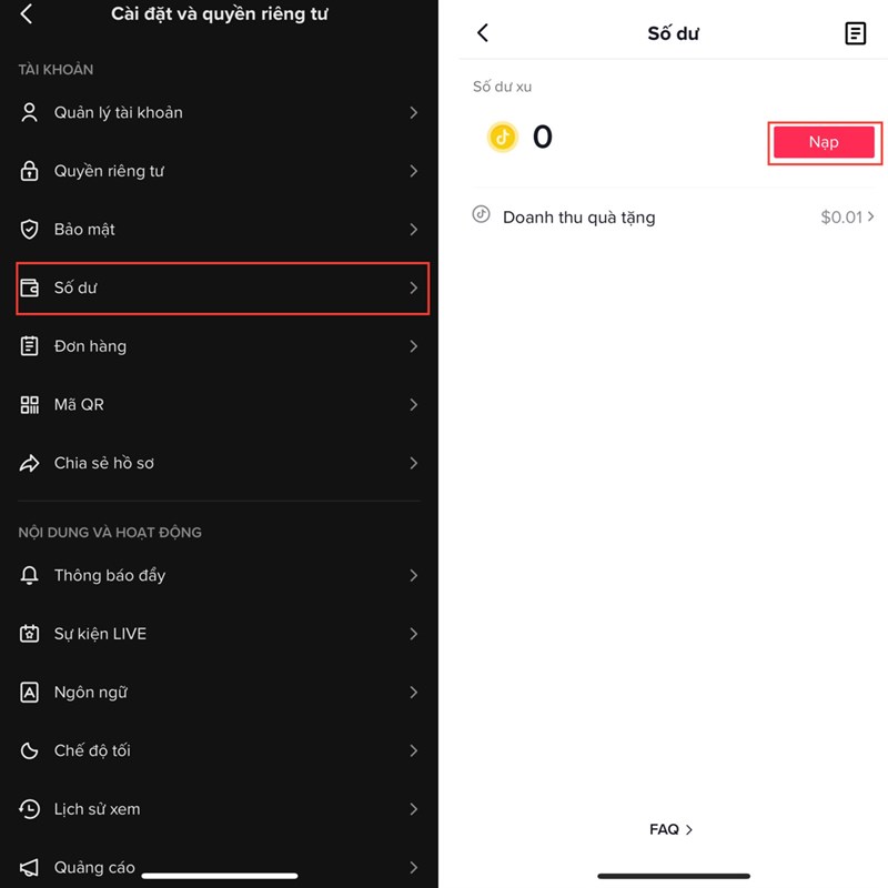 Cách xem lịch sử xu đã tặng trên TikTok