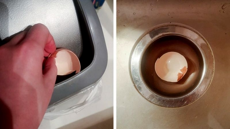Thông tắc cống bằng vỏ trứng