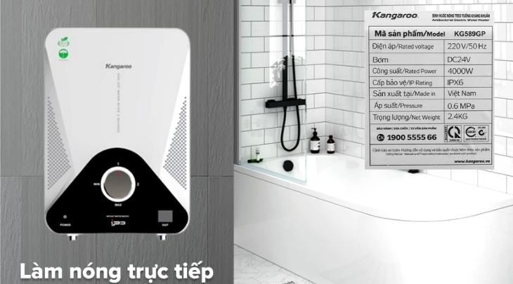 Máy nước nóng trực tiếp Kangaroo 4000W KG589GP có nhãn ECO và tem với đầy đủ thông tin sản phẩm Máy nước nóng trực tiếp Kangaroo 4000W KG589GP có nhãn ECO và tem với đầy đủ thông tin sản phẩm