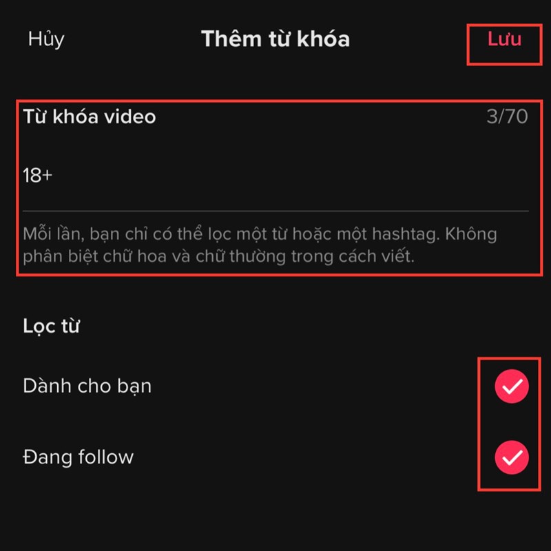 Cách lọc từ khoá video trên TikTok