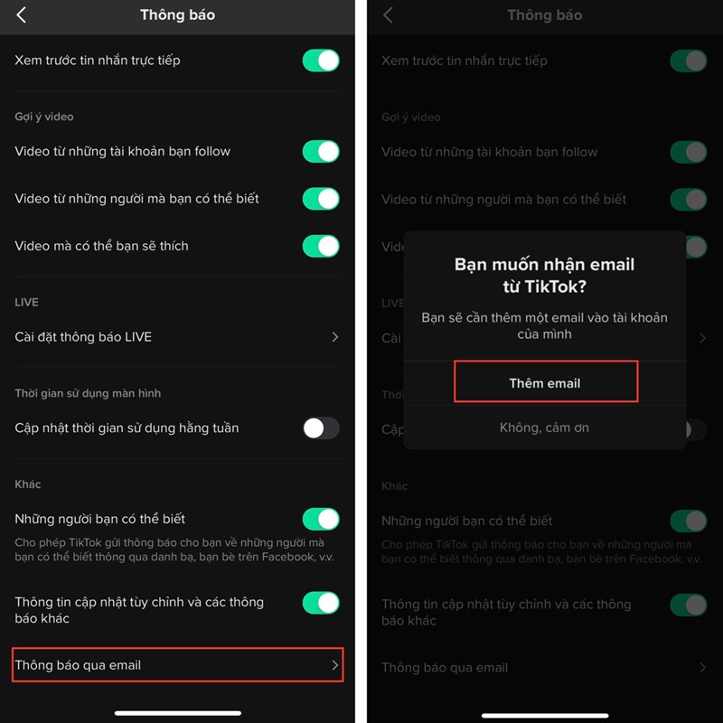 Cách nhận thông báo TikTok qua email 