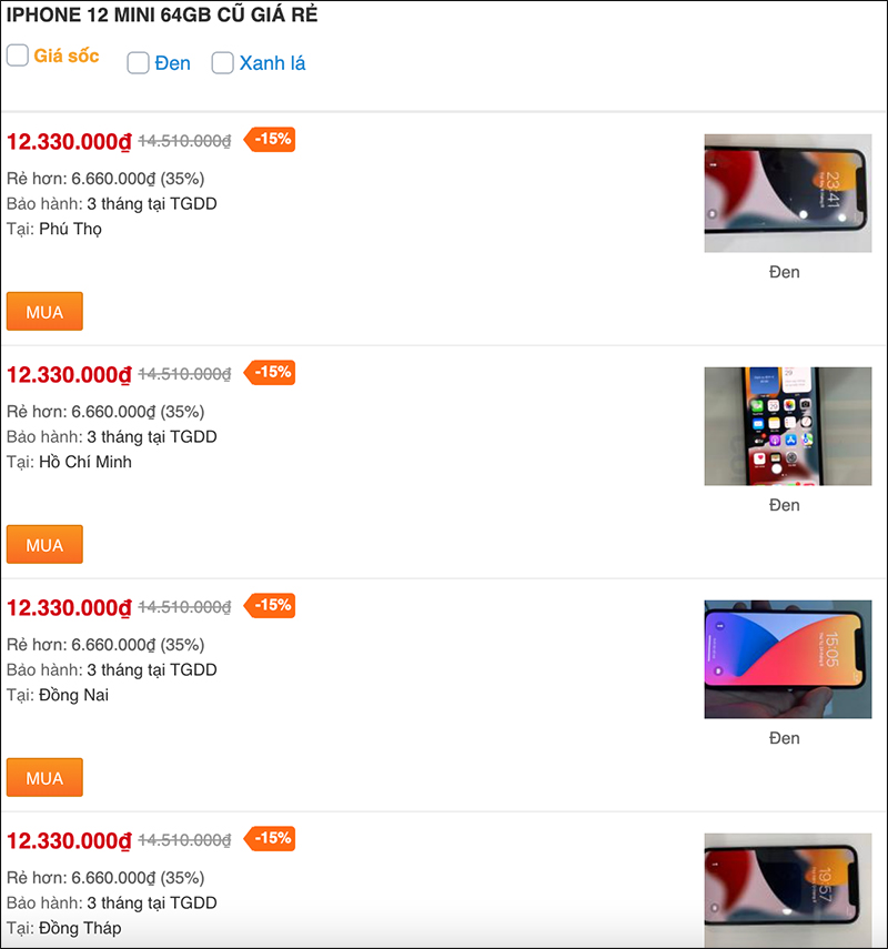 Giá bán iPhone 12 mini cũ rẻ bất ngờ nhờ ưu đãi giảm sốc 15%, mua ngay