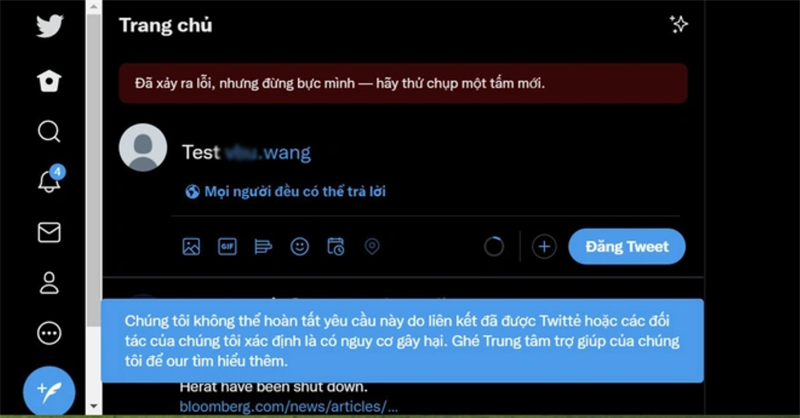 Mô tả cách hoạt động khi tích hợp trên Twitter