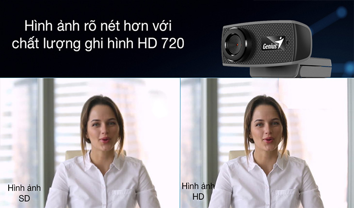 Webcam Genius có khả năng ghi hình trực tuyến với độ phân giải HD 720p