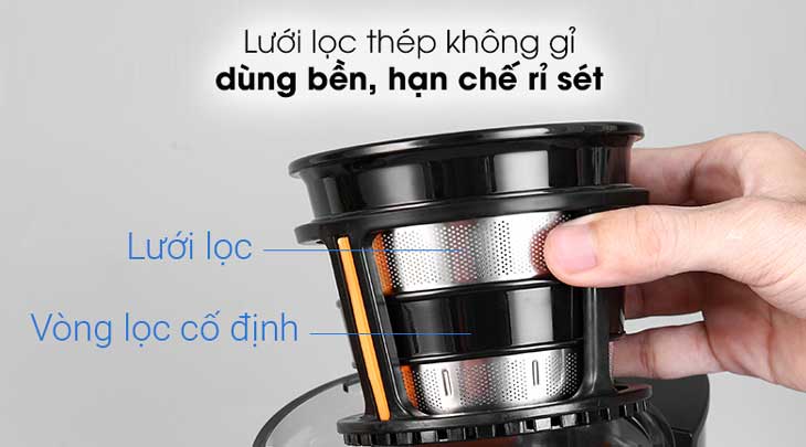 Máy ép chậm Hafele GS-133 (535.43.811) sử dụng lưới lọc bằng thép không gỉ bền, hạn chế rỉ sét, lọc sạch cặn cho nước ép