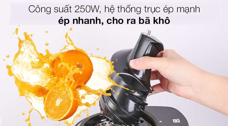 Máy ép chậm Hafele JE230-BL (535.43.531) sử dụng hệ thống trục ép mạnh mẽ cho khả năng ép nhanh, ép khô bã