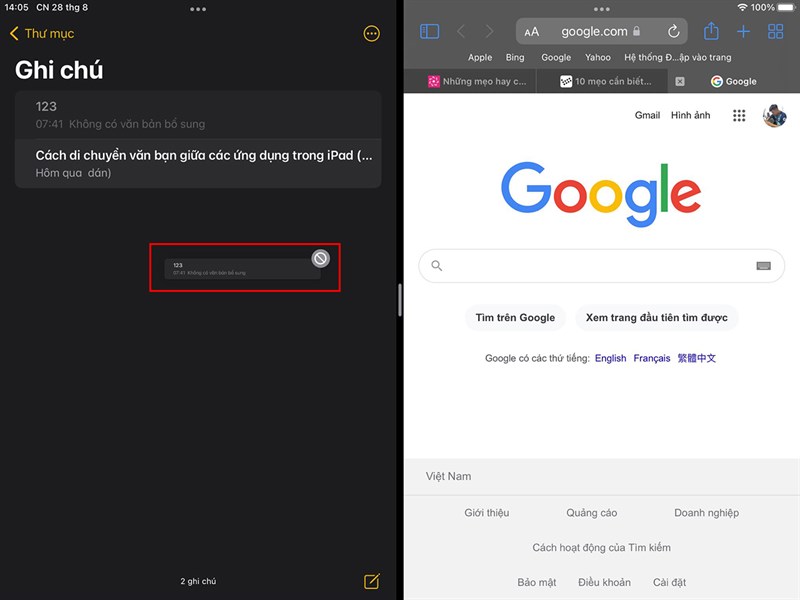 Cách di chuyển văn bản giữa các ứng dụng trong iPad Cách di chuyển văn bản giữa các ứng dụng trong iPad
