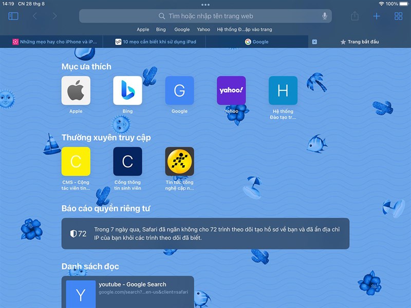 Hướng dẫn tuỳ chỉnh thanh tab trong Safari trên iPad