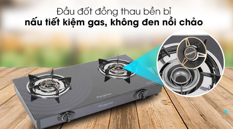 Bếp ga đôi Kangaroo KG519M có đầu đốt bằng đồng thau không bị biến dạng dưới nhiệt độ cao Bếp ga đôi Kangaroo KG519M có đầu đốt bằng đồng thau không bị biến dạng dưới nhiệt độ cao
