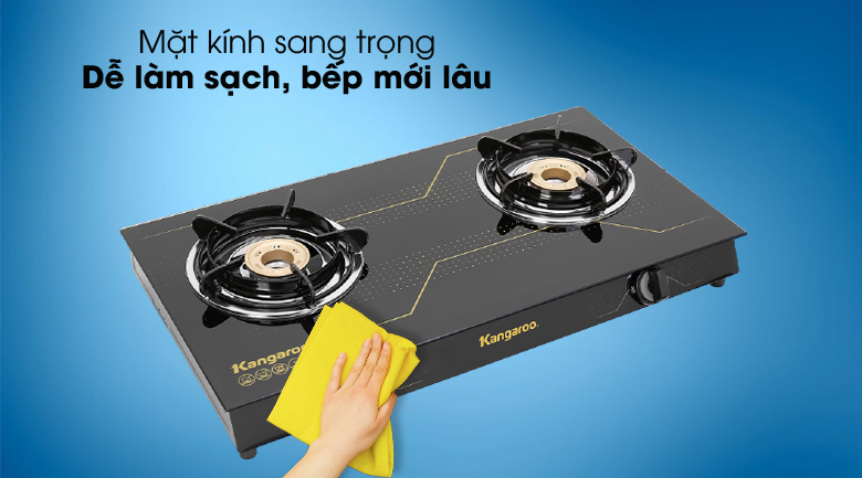 Mặt bếp ga đôi Kangaroo KG516M làm bằng kính cường lực Mặt bếp ga đôi Kangaroo KG516M làm bằng kính cường lực
