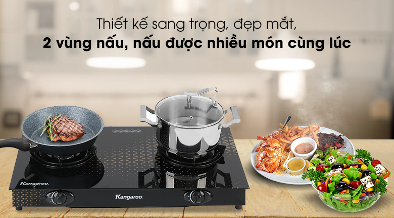 Bếp ga đôi Kangaroo KG8G1C sở hữu tông màu đen sang trọng, tạo điểm nhấn cho gian bếp Bếp ga đôi Kangaroo KG8G1C sở hữu tông màu đen sang trọng, tạo điểm nhấn cho gian bếp