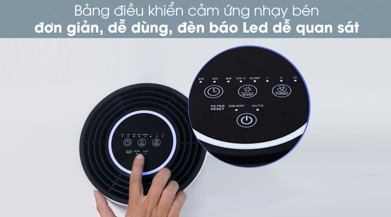 Máy lọc không khí Hafele CF-8116 (537.82.710) có bảng điều khiển cảm ứng nhạy với 4 tốc độ gió