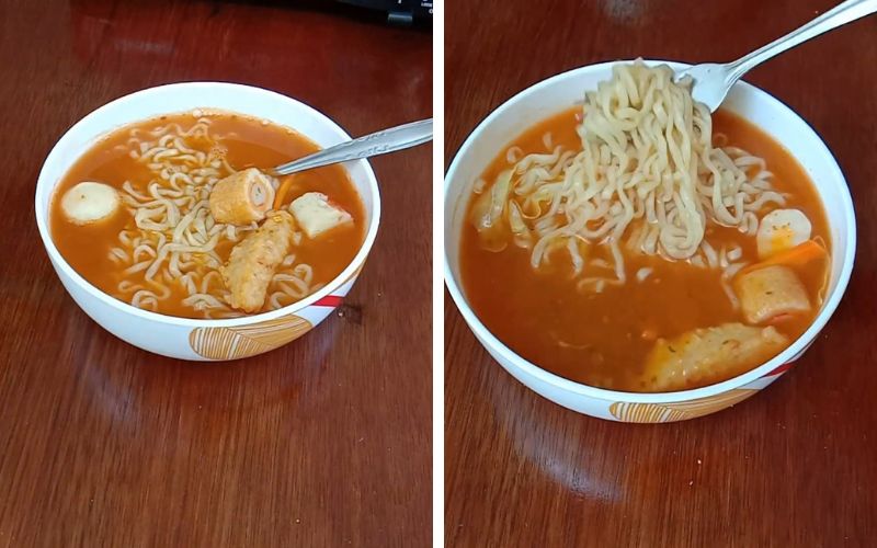 Thưởng thức mì Samyang kimchi Ramen