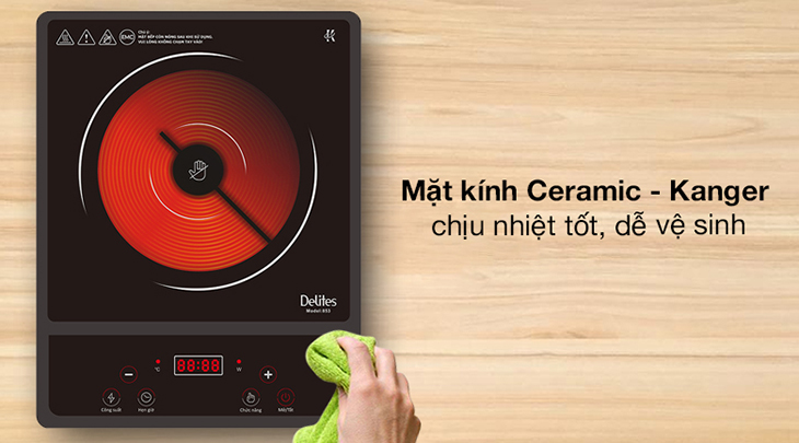 Bếp hồng ngoại Delites 853 được trang bị mặt kính Ceramic - Kanger