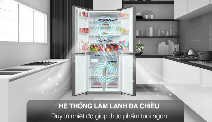 Hệ thống làm lạnh đa chiều trên tủ lạnh Casper Inverter 462 lít RM-520VT giúp bảo quản thực phẩm