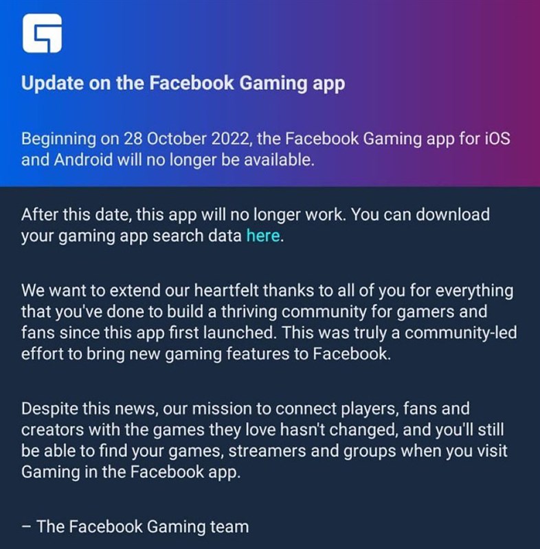 Facebook Gaming trên Android và iOS đã đóng cửa, tuy vậy bạn vẫn có thể tham gia các trò chơi thú vị trên Facebook thông qua ứng dụng chính hoặc những ứng dụng tương tự khác.