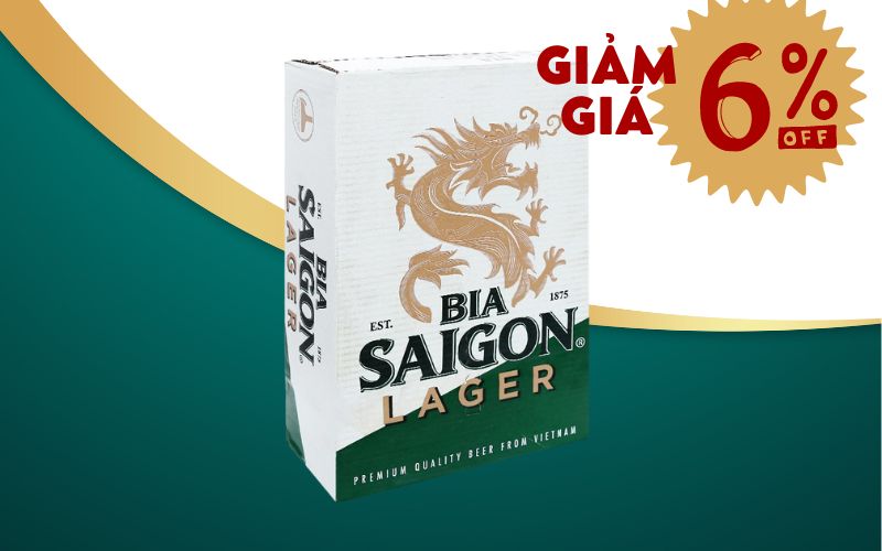 Thùng 24 lon bia Sài Gòn Lager 330ml giảm 6%