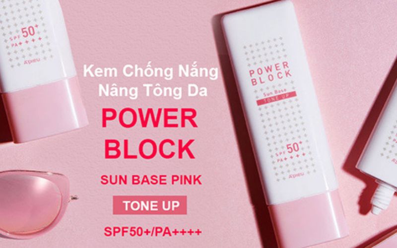 Kem chống nắng nâng tông A'pieu Power Block Tone Up Sun Base Pink