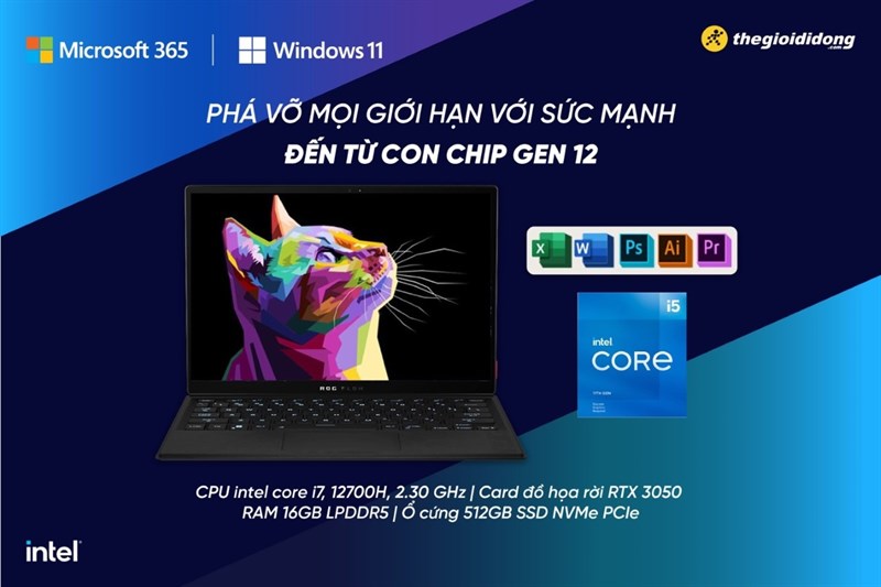 Asus Gaming ROG Flow Z13 GZ301Z i7 (LD110W) - Phá vỡ mọi giới hạn với sức mạnh đến từ con chip gen 12 