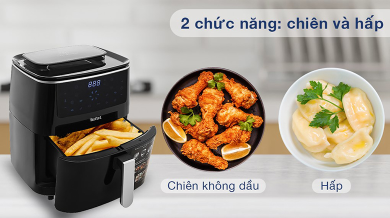 Nồi chiên không dầu kết hợp hấp Tefal FW201815 6.5 lít có tính năng chiên kết hợp hấp tiện lợi