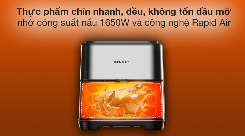 Nồi chiên không dầu Sharp KF-AF70EV-ST 7 lít trang bị công nghệ Rapid Air