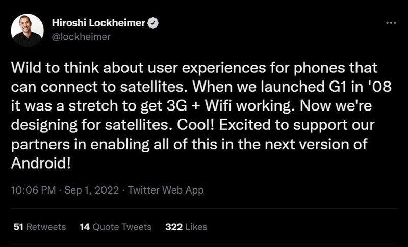 Bài đăng trên Twitter nói về khả năng kết nối điện với vệ tinh của Hiroshi Bài đăng trên Twitter nói về khả năng kết nối điện với vệ tinh của Hiroshi