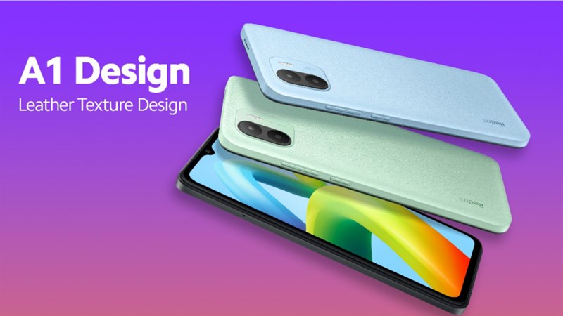 Redmi A1 với mặt lung giả da đẹp mắt.