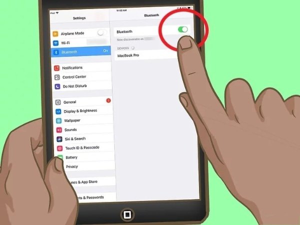 Bật Bluetooth trên iPad.