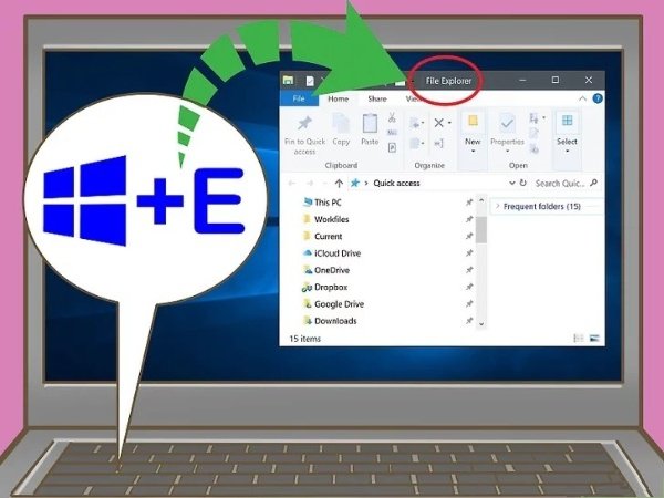 Nhấn Windows + E trên máy tính bảng