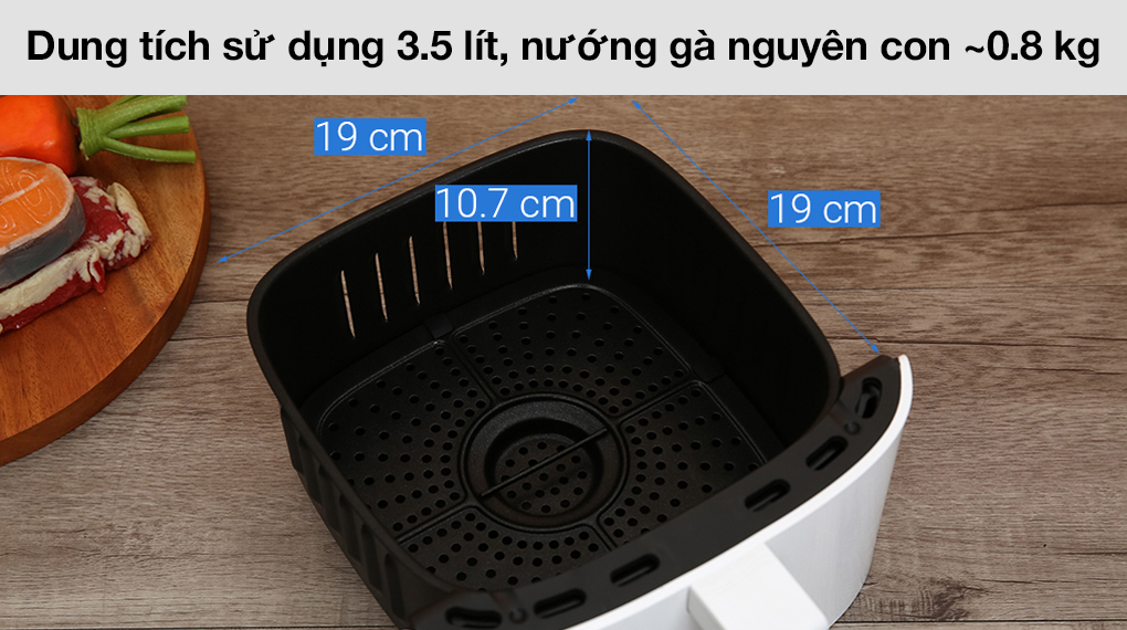 Nồi chiên không dầu Xiaomi Mi Smart MAF02 3.8 lít có dung tích sử dụng lớn, chiên nướng được nhiều loại thực phẩm