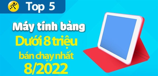 Top 5 máy tính bảng dưới 8 triệu bán chạy nhất tháng 08/2022