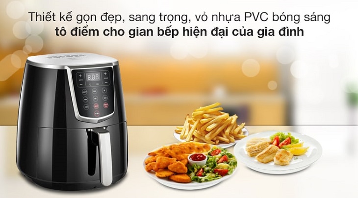 Nồi chiên không dầu Joyoung sở hữu thiết kế gọn đẹp với vỏ ngoài PVC sang trọng