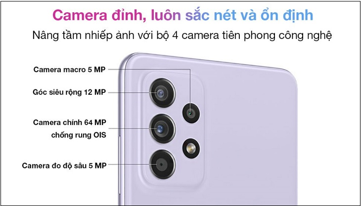 Điện thoại Samsung Galaxy A52 và A52S sở hữu hệ thống camera sau và trước giống nhau Điện thoại Samsung Galaxy A52 và A52S sở hữu hệ thống camera sau và trước giống nhau