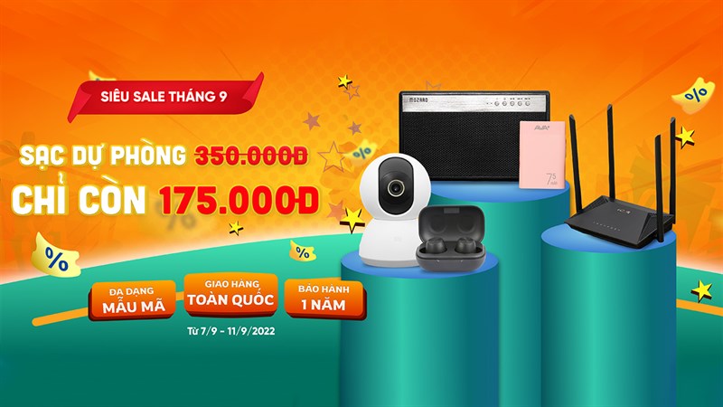 Siêu sale tháng 9, Sạc dự phòng AVA+ giảm 50% chỉ còn 175.000 đồng Siêu sale tháng 9, Sạc dự phòng AVA+ giảm 50% chỉ còn 175.000 đồng