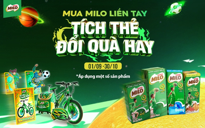 Từ 01/09 – 30/10/2022, thu thập thẻ Milo, đổi quà thể thao cho bé