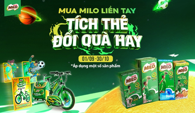 Từ 01/09 - 30/10/2022, thu thập thẻ Milo, đổi quà thể thao cho bé